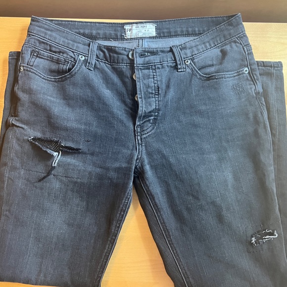 Free People black distressed fishnet jeans - Picture 3 of 11